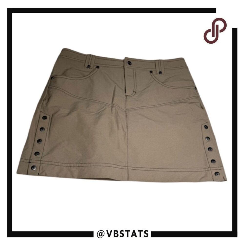 Athleta Womens Flat Front Snap Sides A-Line Mini Hiking Skirt Beige Khaki Size 8